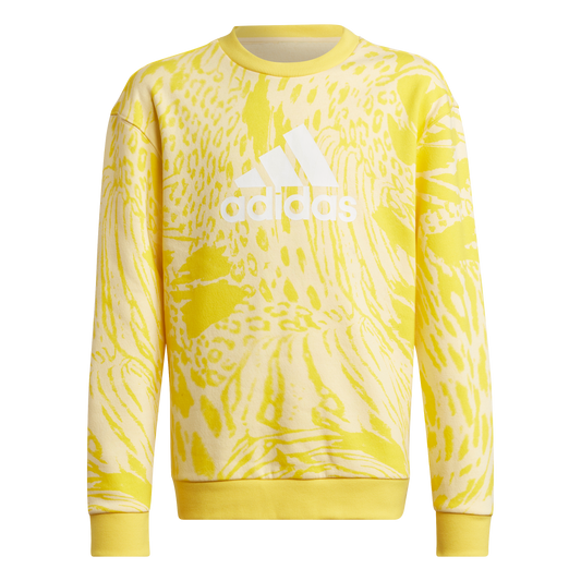 adidas FI All Over Print Crew Neck Sweat Top - Girls - Yellow/Black