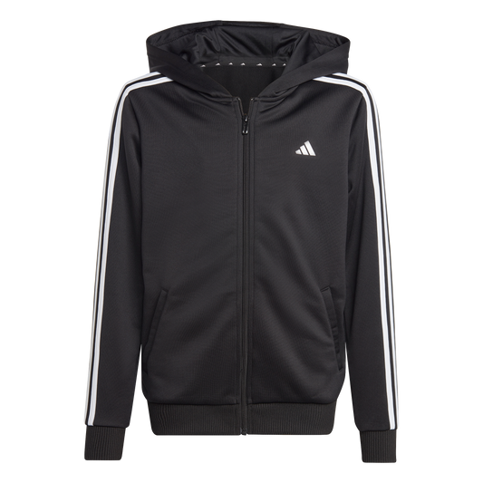 adidas Unisex Tr Essentials 3 Stripes Full Zip Hoodie - Boys - Black/White
