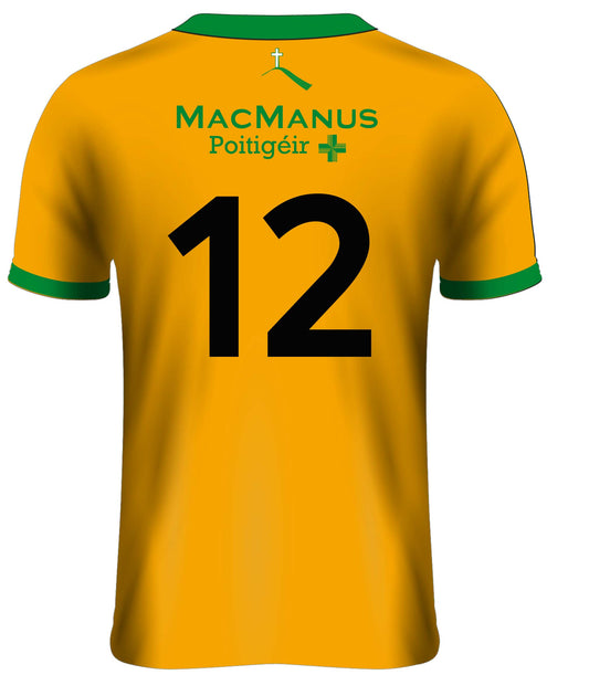 Mc Keever Leitrim GAA Official Numbered Away Jersey - Adult - Gold/Green Player Fit
