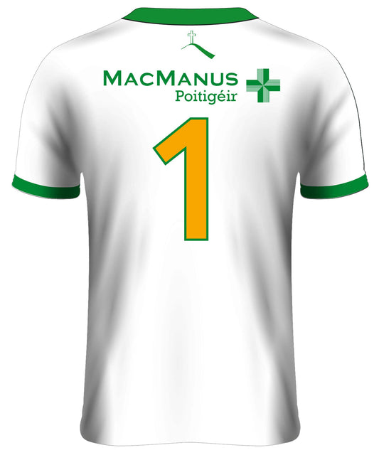 Mc Keever Leitrim GAA Official Numbered Goalkeeper Jersey - Adult - White/Green/Gold