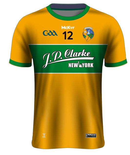 Mc Keever Leitrim GAA Official Numbered Away Jersey - Adult - Gold/Green Player Fit