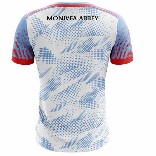 Mc Keever Monivea Abbey GAA Training Jersey - Adult - White/Sky/Red Player Fit