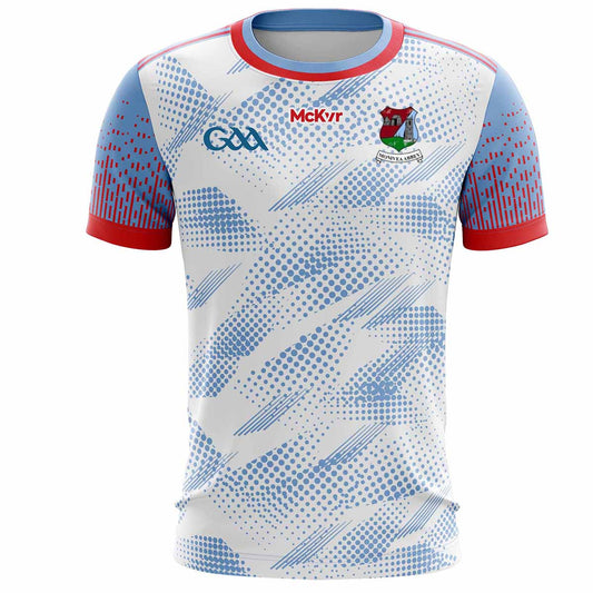 Mc Keever Monivea Abbey GAA Training Jersey - Adult - White/Sky/Red Player Fit