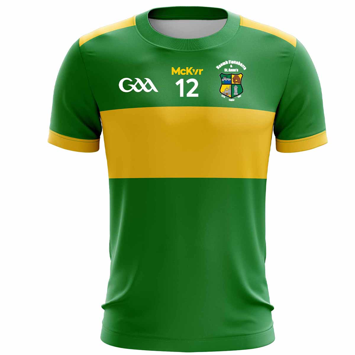 Mc Keever Naomh Fionnbarra & St Anne's GFG Numbered Playing Jersey - Youth - Green/Gold