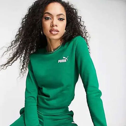 Puma Essentials Small Logo Fleece Crew Sweatshirt - Womens - Green