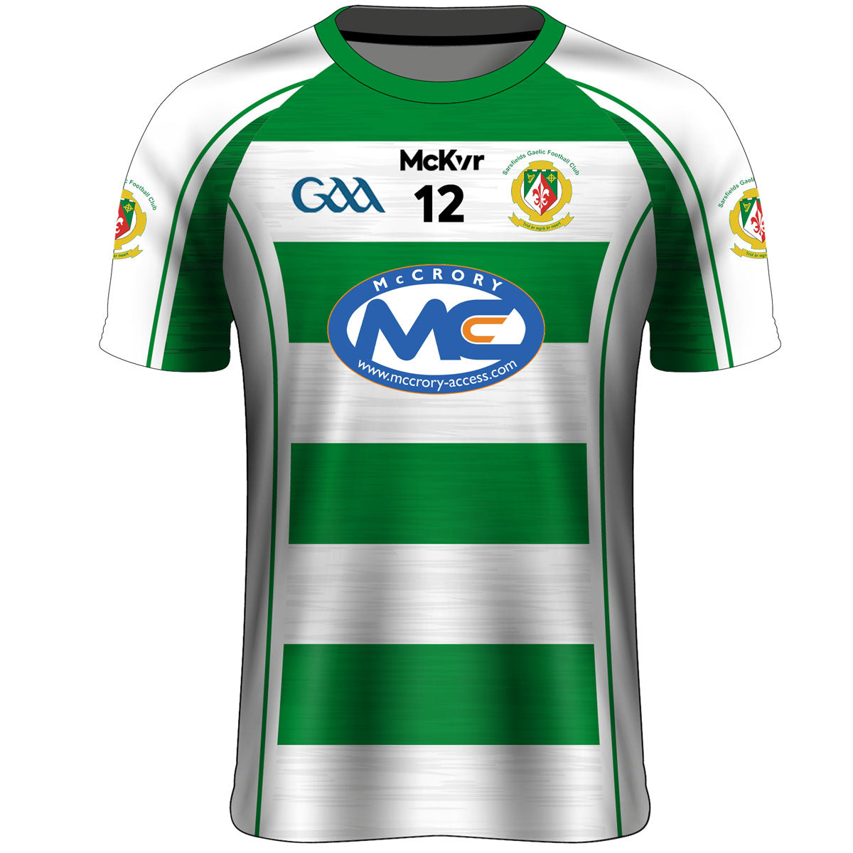 Mc Keever Sarsfields GAA Numbered Match Jersey - Womens - White/Green