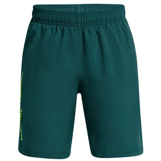 Under Armour Woven Wordmark Shorts - Boys - Hydro Teal/High Vis Yellow Youth X-Small