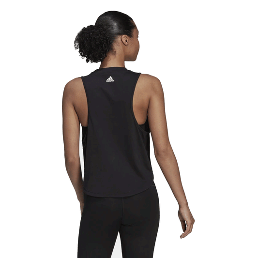 adidas Aeroready Made for Training Logo Graphic Racerback Tank Top - Womens - Black/White