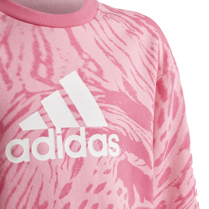 adidas Future Icons Hybrid Animal Print Cotton Loose Sweatshirt - Girls - Bliss Pink/Pulse Magenta/Black