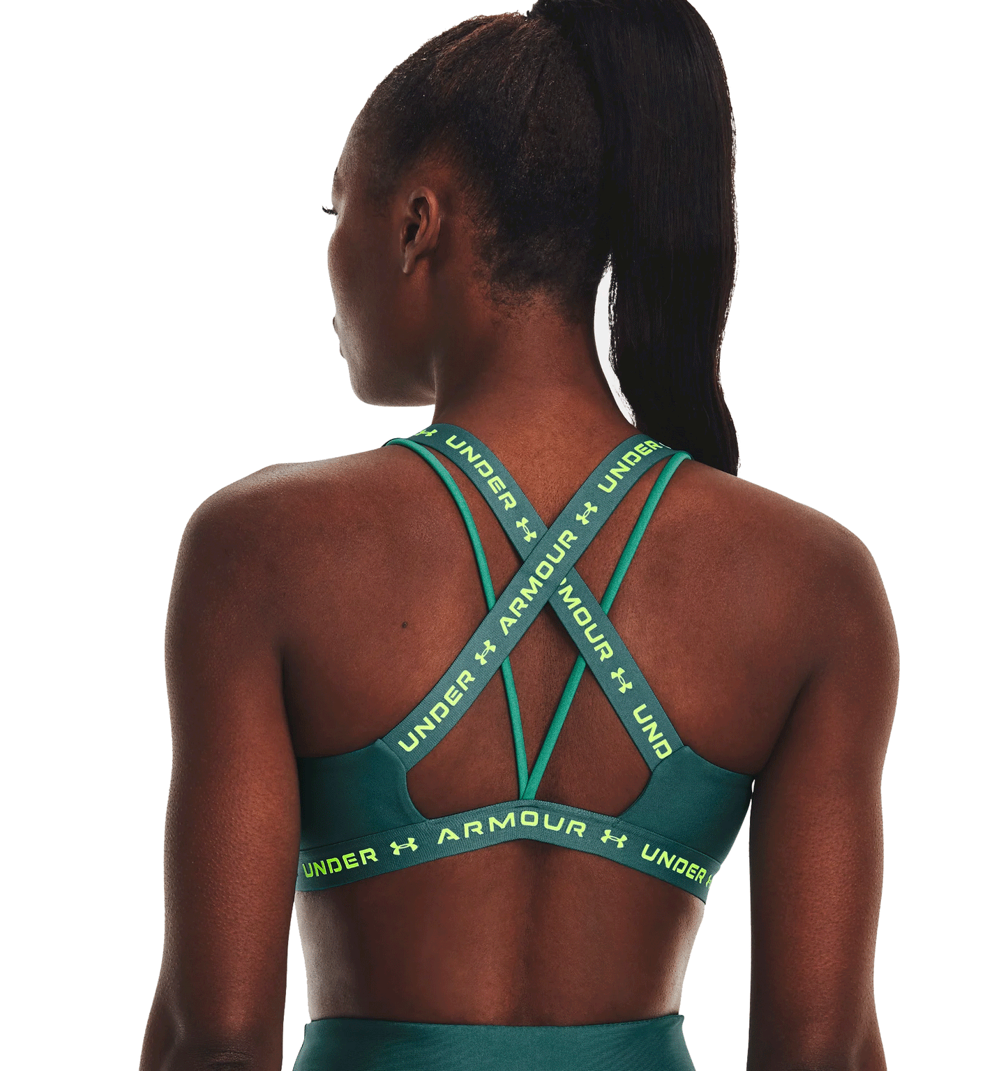 Under Armour Crossback Low Sports Bra - Womens - Coastal Teal/Lime Surge