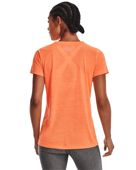 Under Armour Tech Twist Training Tee - Womens - Orange Blast/Orange Tropic/Metallic Silver