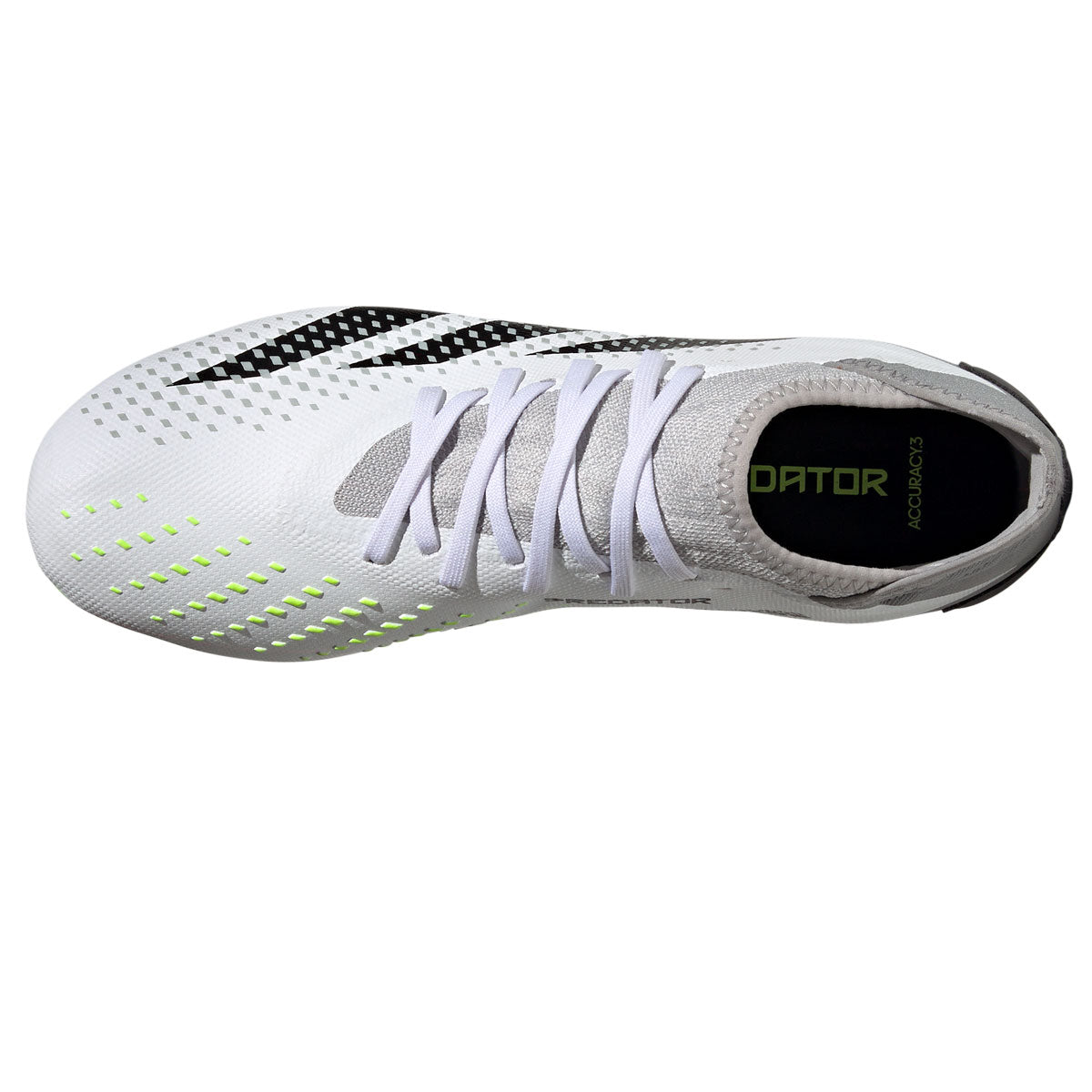 adidas Predator Accuracy.3 FG Football Boots - Adult - White/Black/Lucid Lemon