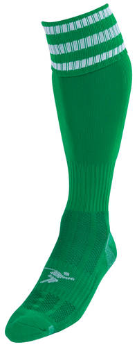 Precision Training 3 Stripe Football Socks - Youth - Green/White