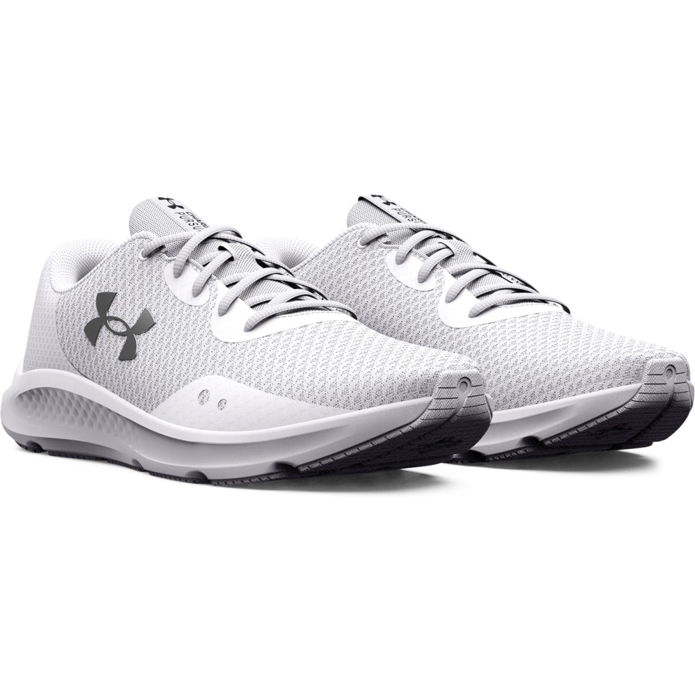 Under Armour Charged Pursuit 3 Running Shoes - Mens - White/Metallic Silver