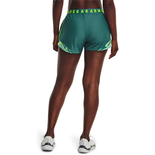 Under Armour Play Up 3.0 Tri Colour Shorts - Womens - Coastal Teal/Lime Surge