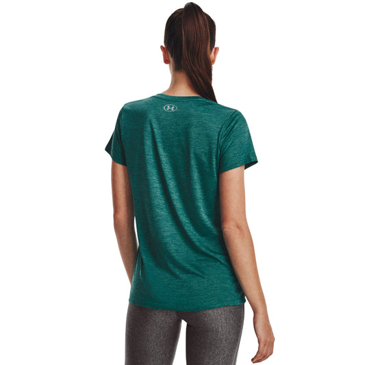 Under Armour Tech Twist V-Neck Training Tee - Womens - Coastal Teal/Birdie Green/Metallic Silver