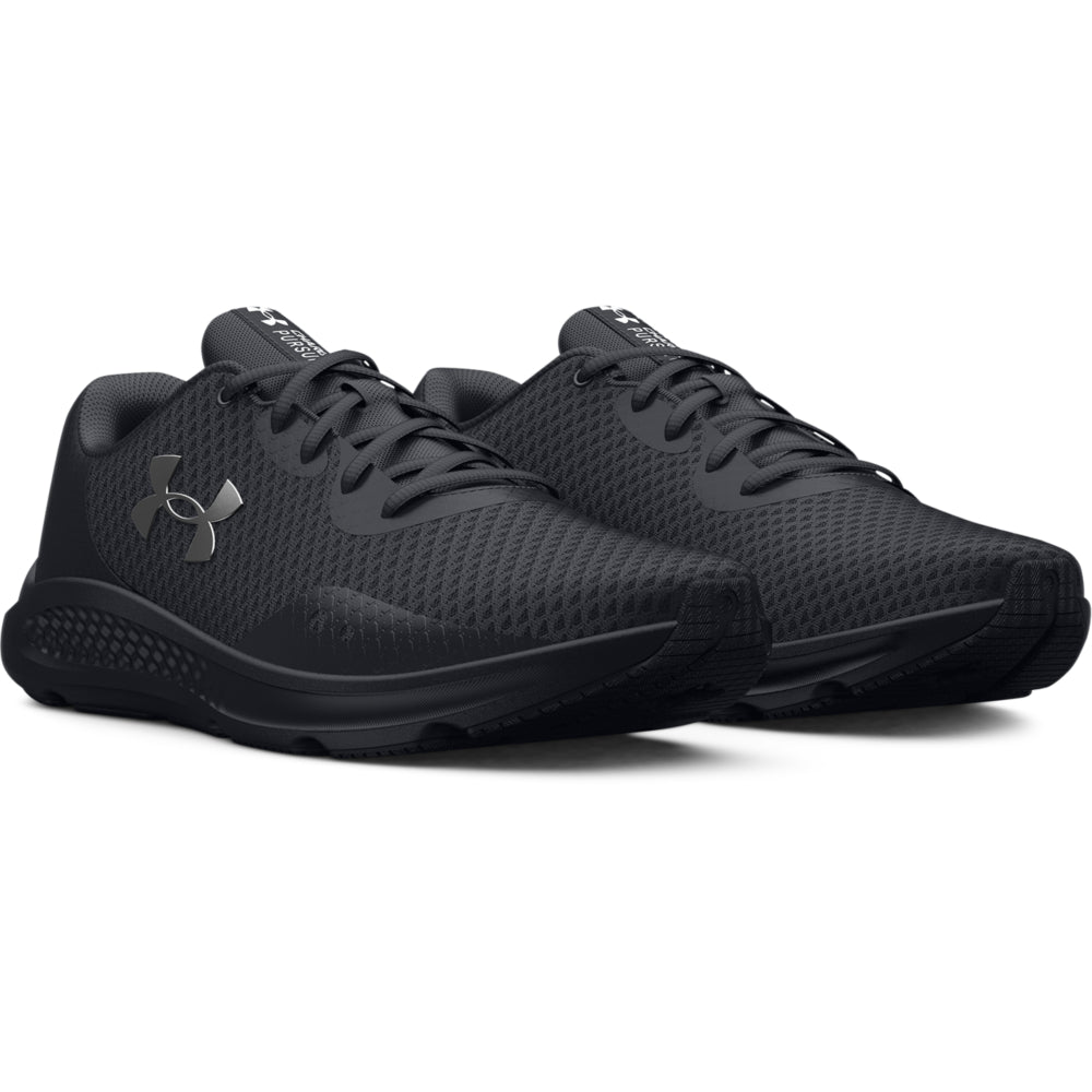 Under Armour Charged Pursuit 3 Running Shoes - Womens - Black/Black/Metallic Silver