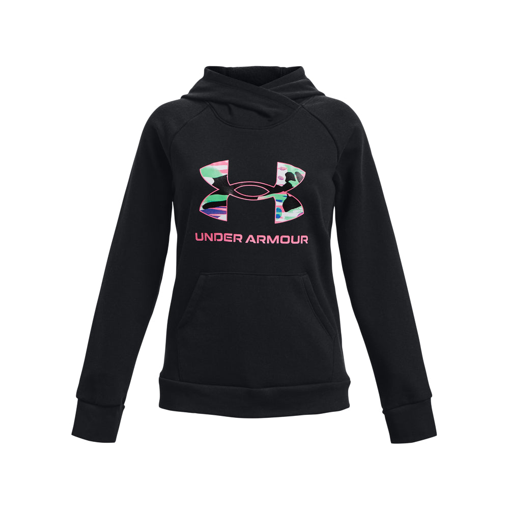 Under Armour Rival Fleece Big Logo Hoodie - Girls - Black/Pink Punk