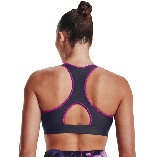 Under Armour HeatGear Armour Mid Padless Sports Bra - Womens - Tempered Steel/Strobe/Odyssey Yellow