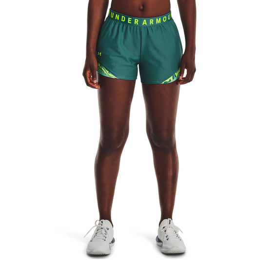 Under Armour Play Up 3.0 Tri Colour Shorts - Womens - Coastal Teal/Lime Surge
