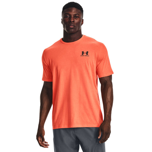 Under Armour Sportstyle Left Chest Short Sleeve Tee - Mens - Frosted Orange/Black
