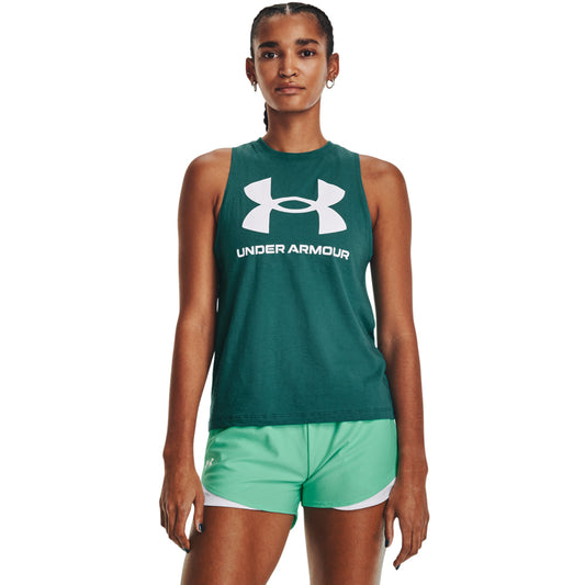 Under Armour Sportstyle Graphic Tank Top - Womens - Coastal Teal/White