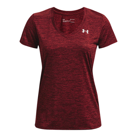 Under Armour Tech Twist V Neck Training Tee - Womens - Chestnut Red/Radio Red/Metallic Silver
