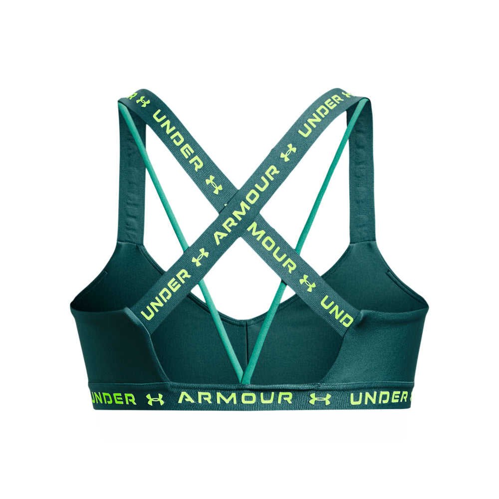 Under Armour Crossback Low Sports Bra - Womens - Coastal Teal/Lime Surge