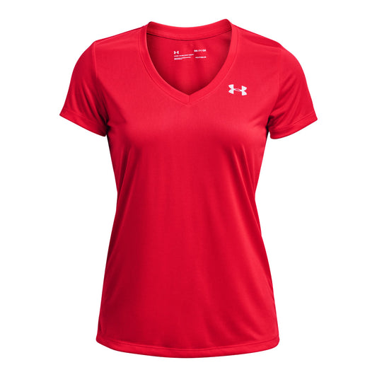 Under Armour Tech V-Neck Training Tee - Womens - Radio Red/Mettalic Silver