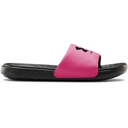Under Armour Ansa Fixed Sliders - Girls - Black/Pink Surge/Black